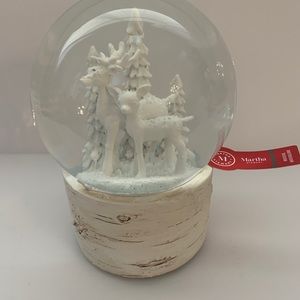 Martha Stewart Christmas Snowglobe Musical Deer Christmas Tree Globe White